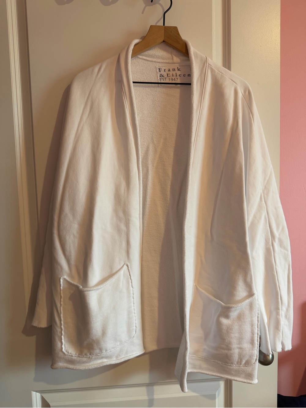 Frank & Eileen White Open-Front Shawl Collar Cardigan Jacket